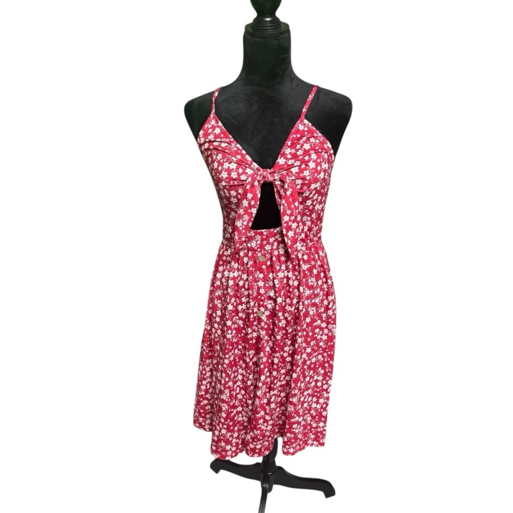 Red and White Spaghetti Strap Sundress - Picture 2 of 9